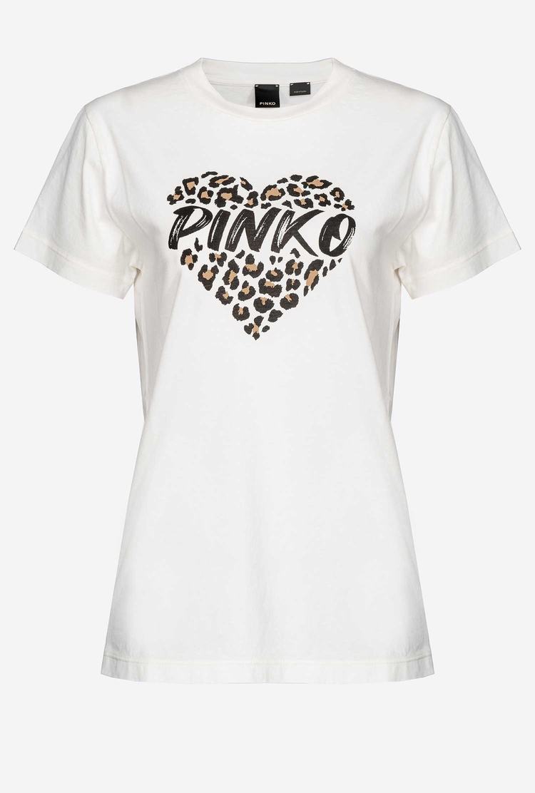 White Women's Pinko Spotted Heart T Shirts | Ireland-04693859