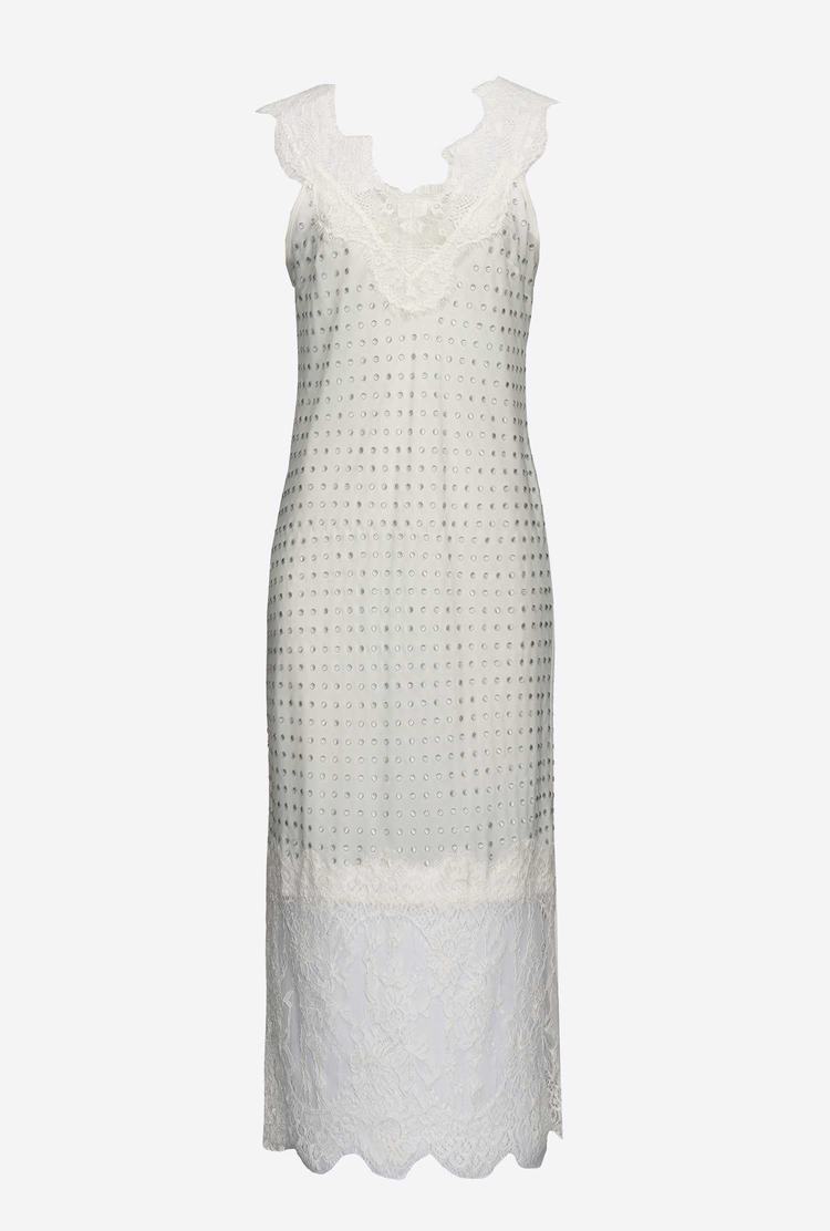 White Women's Pinko Studded Mini Dress | Ireland-17284369