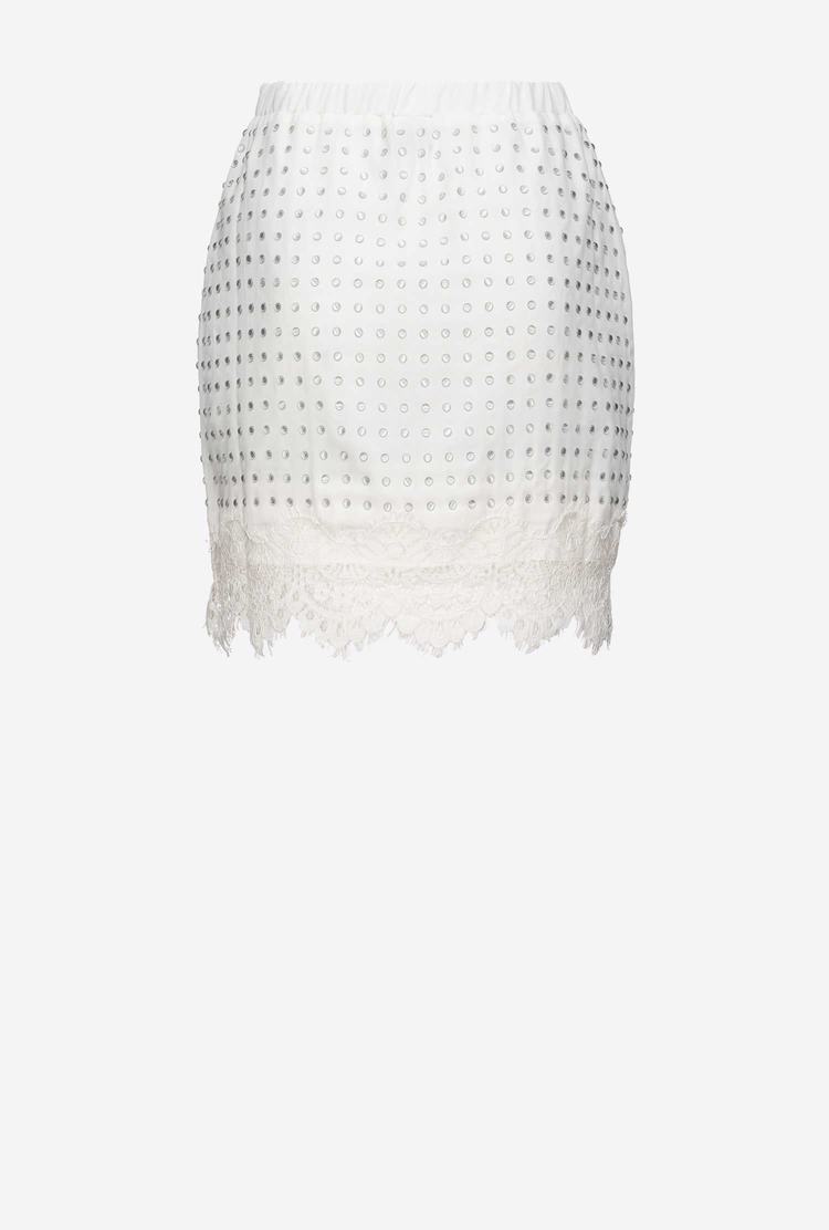 White Women's Pinko Studded Mini Skirts | Ireland-30418279