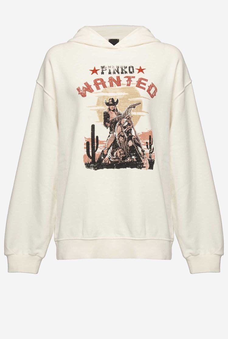 White Women's Pinko Wanted Print Sweatshirt | Ireland-81923509