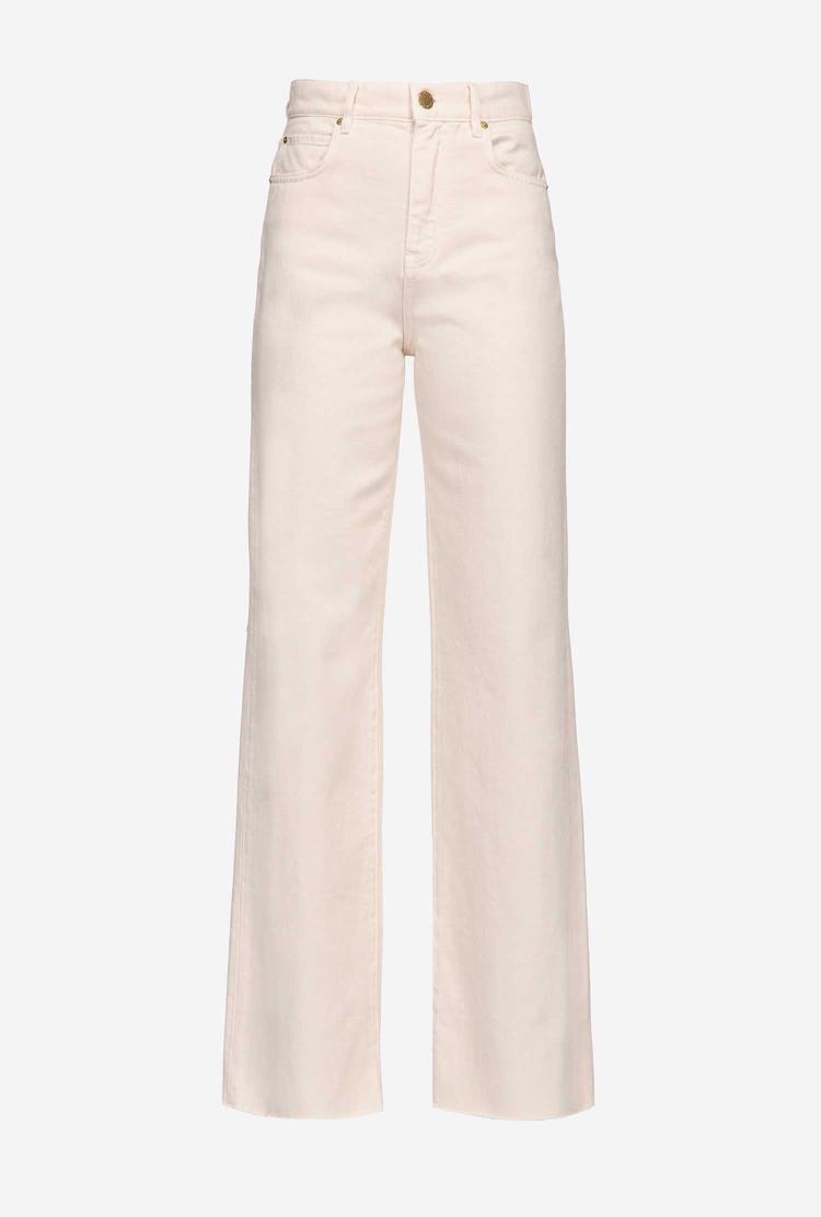 White Women's Pinko Wide-leg Cotton Bull Jeans | Ireland-37940529