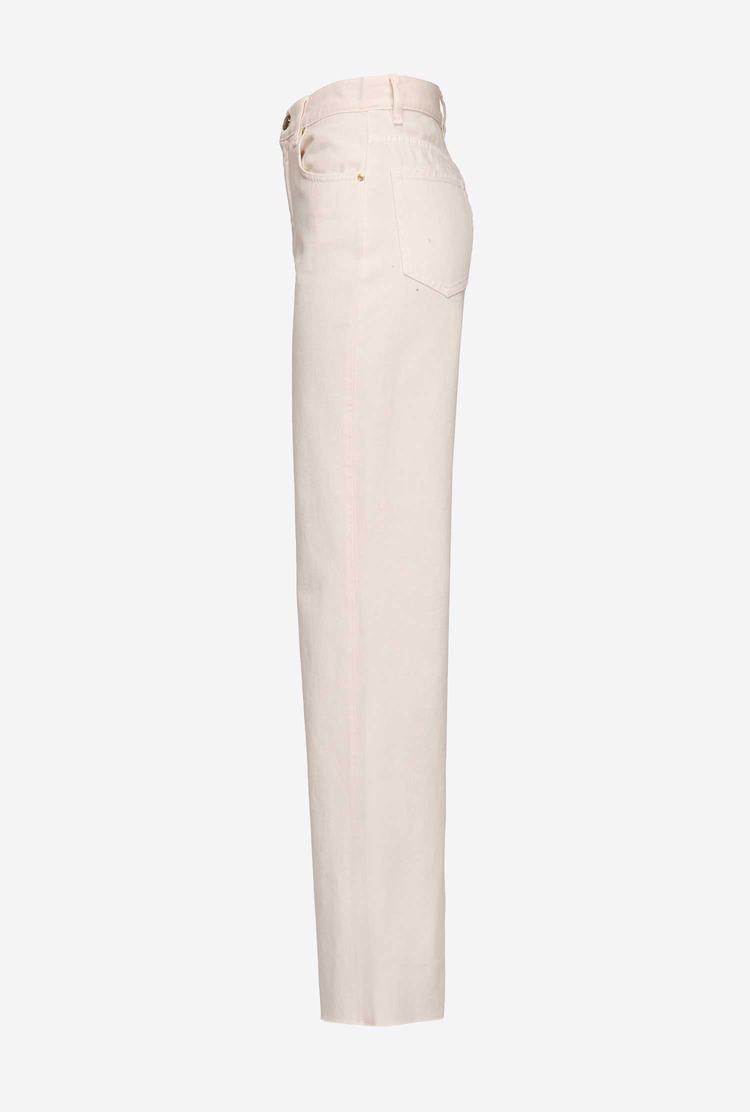 White Women's Pinko Wide-leg Cotton Bull Jeans | Ireland-37940529