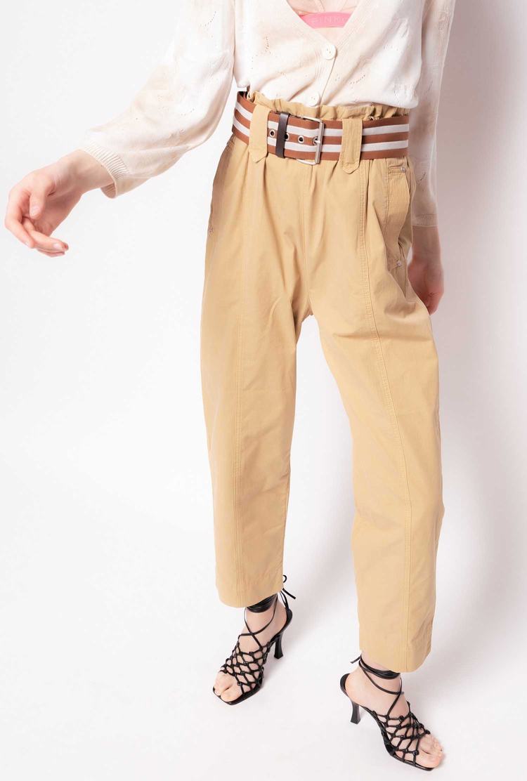 Yellow/Brown Women's Pinko Striped Pants | Ireland-39672159