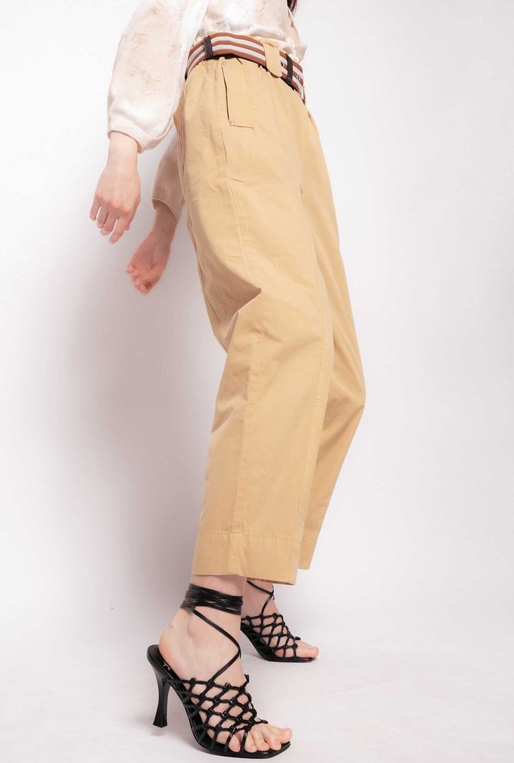 Yellow/Brown Women's Pinko Striped Pants | Ireland-39672159