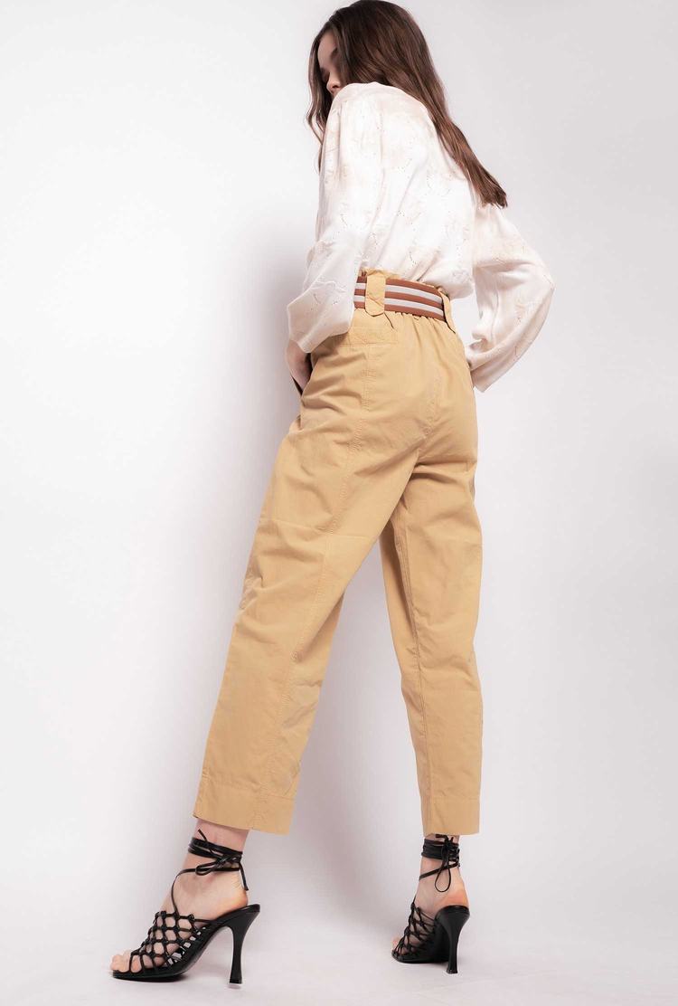 Yellow/Brown Women's Pinko Striped Pants | Ireland-39672159