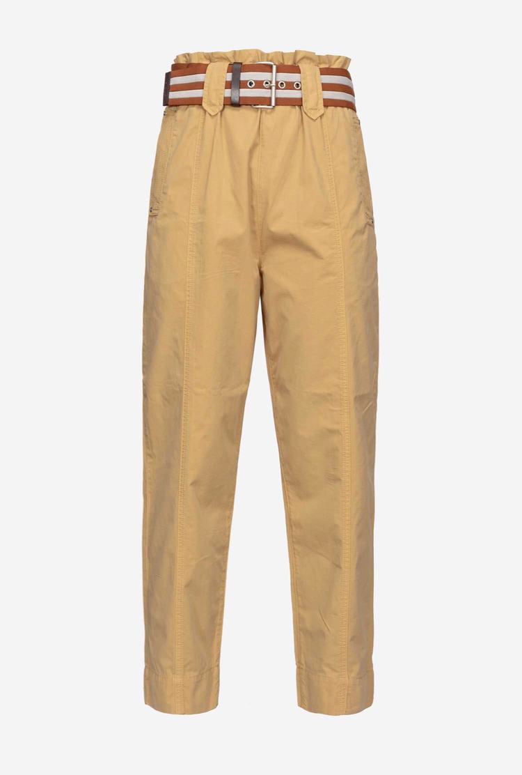 Yellow/Brown Women's Pinko Striped Pants | Ireland-39672159