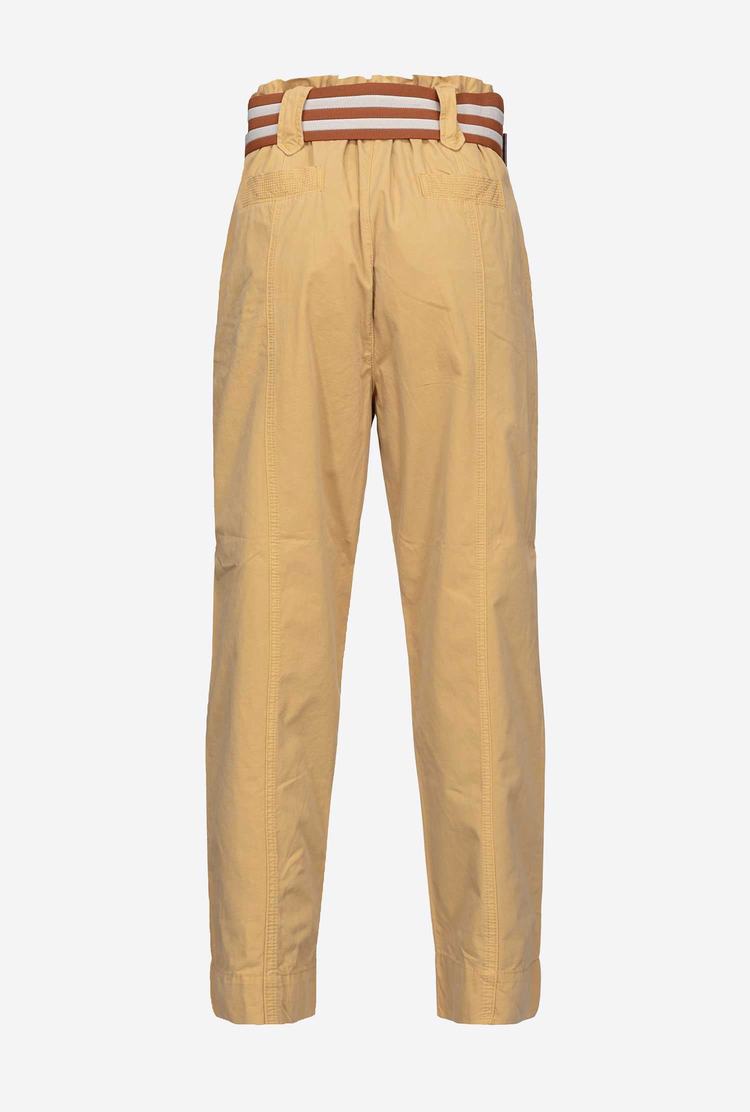 Yellow/Brown Women's Pinko Striped Pants | Ireland-39672159