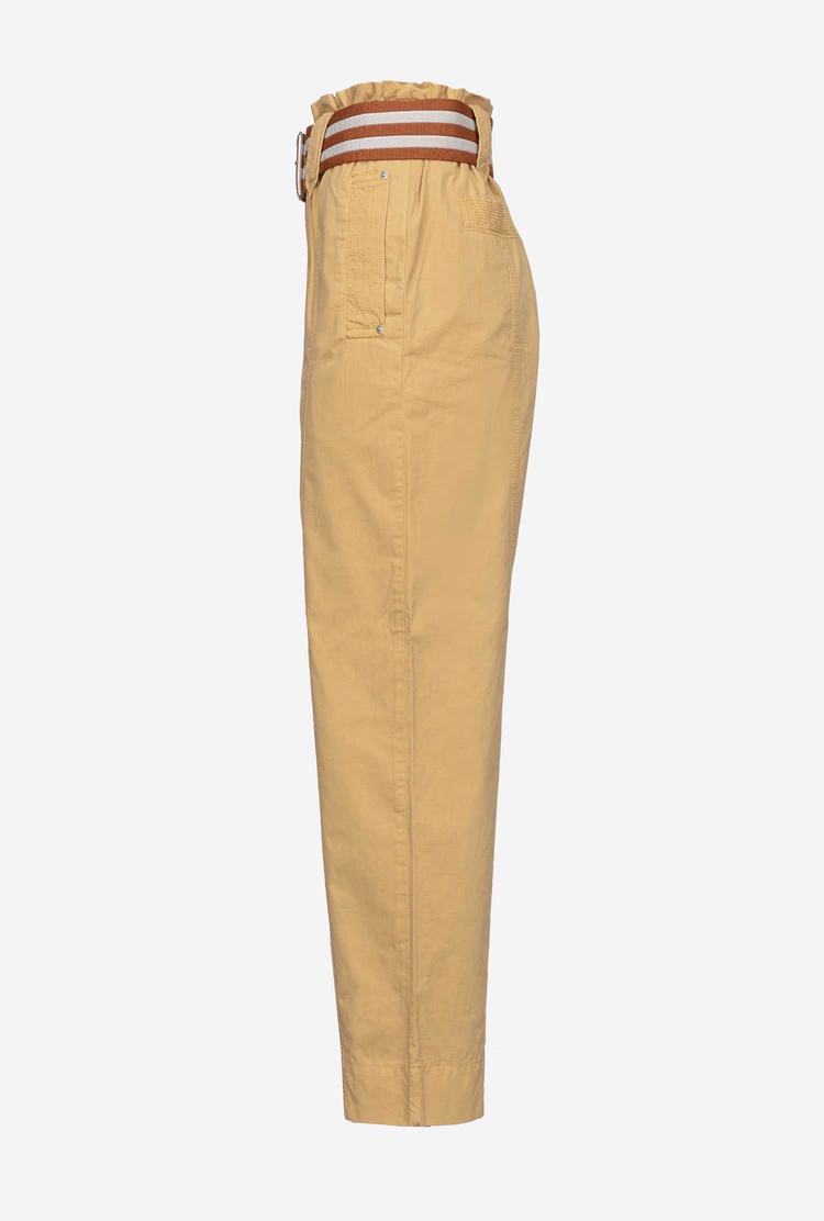 Yellow/Brown Women's Pinko Striped Pants | Ireland-39672159