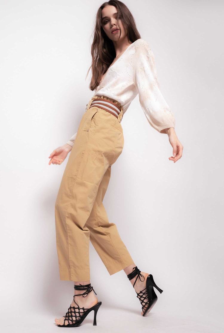 Yellow/Brown Women\'s Pinko Striped Pants | Ireland-39672159