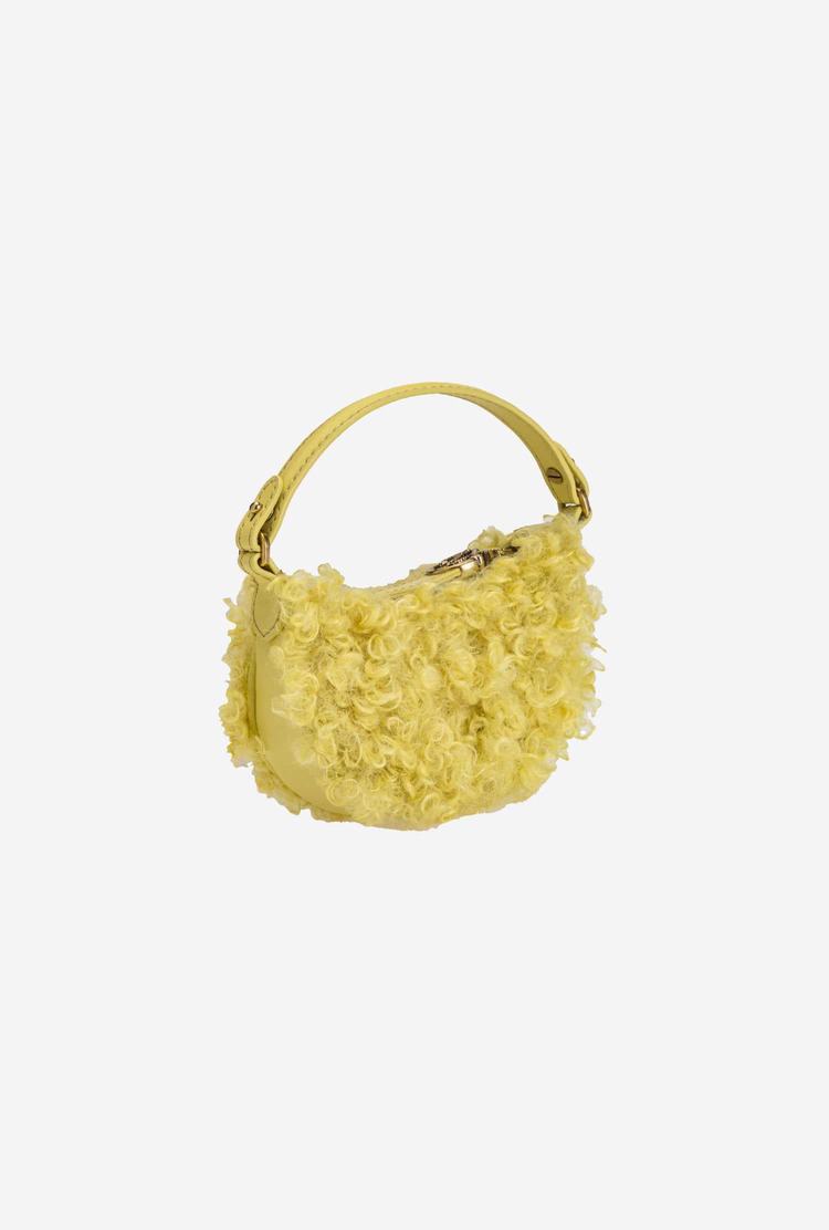 Yellow Gold Women's Pinko Micro Long Half Moon Bag Eco Sheepskin Handbag | Ireland-50367489