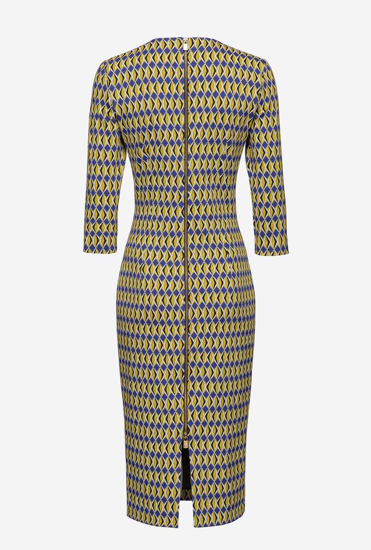 Yellow/Purple Women's Pinko Geometric Motif Dress | Ireland-87162499