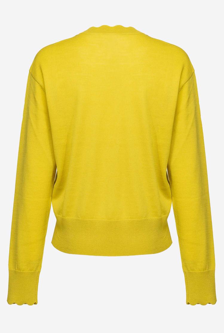 Yellow Women's Pinko Love Birds Embroidery Pullover | Ireland-48653029