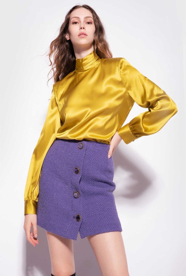 Yellow Women\'s Pinko Stretch Satin Turtleneck Shirts | Ireland-42796039