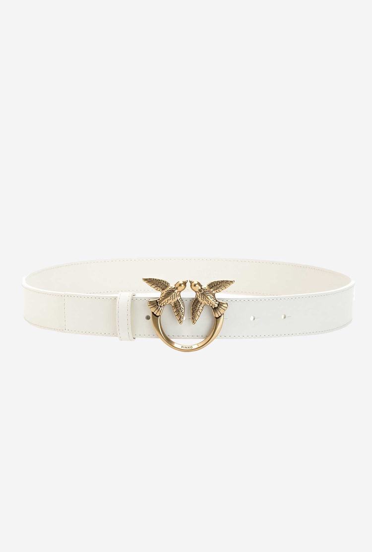 Beige Gold Women's Pinko Love Birds Leather Belts | Ireland-34960279