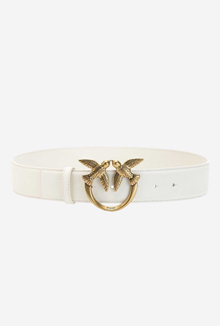 Beige Gold Women's Pinko Love Birds Leather Belts | Ireland-54132979