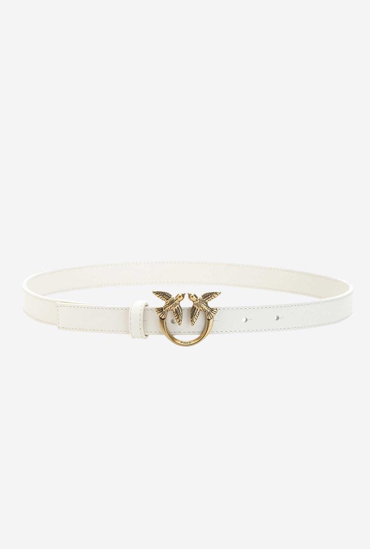 Beige Gold Women's Pinko Love Birds Thin Leather Belts | Ireland-79263109