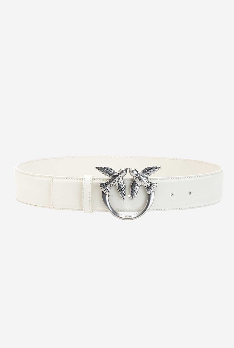 Beige Silver Women's Pinko Love Birds Leather Belts | Ireland-47962389