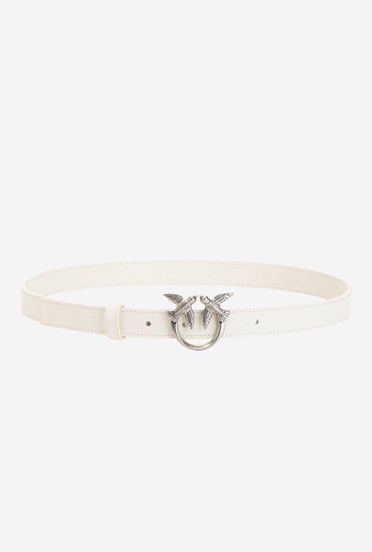 Beige Silver Women's Pinko Love Birds Thin Leather Belts | Ireland-13789529