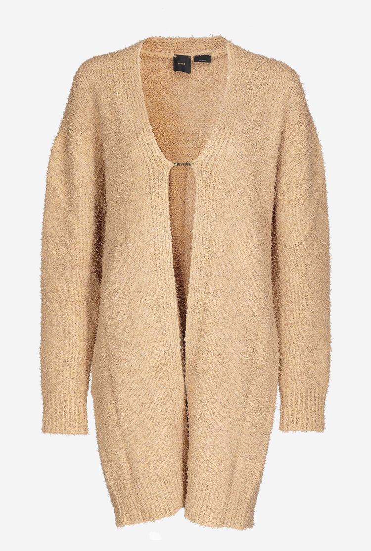 Beige Women's Pinko Logo Hook Cardigan | Ireland-12039469