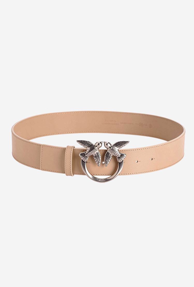 Beige Women's Pinko Love Birds Leather Belts | Ireland-87140699