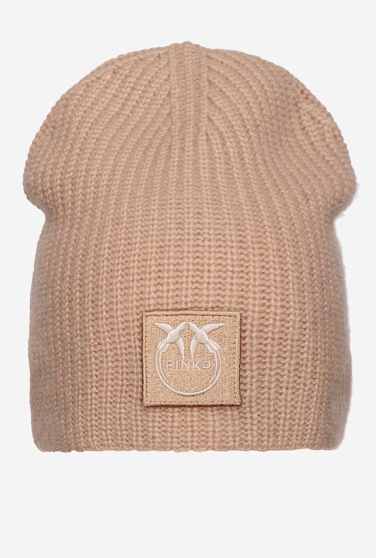 Beige Women's Pinko Love Birds Patch Beanie | Ireland-91238549