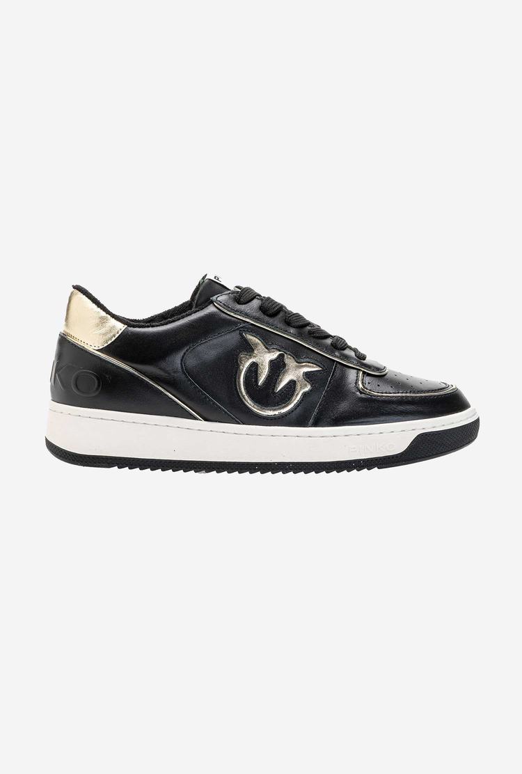 Black/Gold Women's Pinko Basketball Sneakers | Ireland-98310769