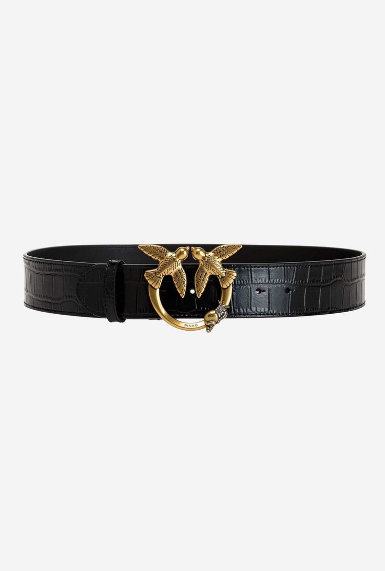 Black Gold Women's Pinko Crocodile Print Belts | Ireland-43670129