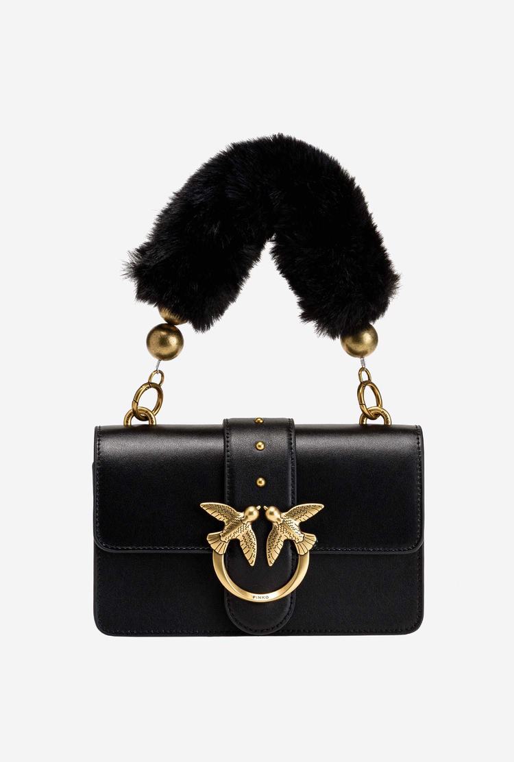 Black Gold Women's Pinko Faux Fur Shoulder Strap Handbag | Ireland-92815469