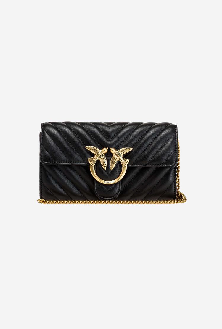 Black Gold Women's Pinko Love Bag Chevron Purses | Ireland-97324019