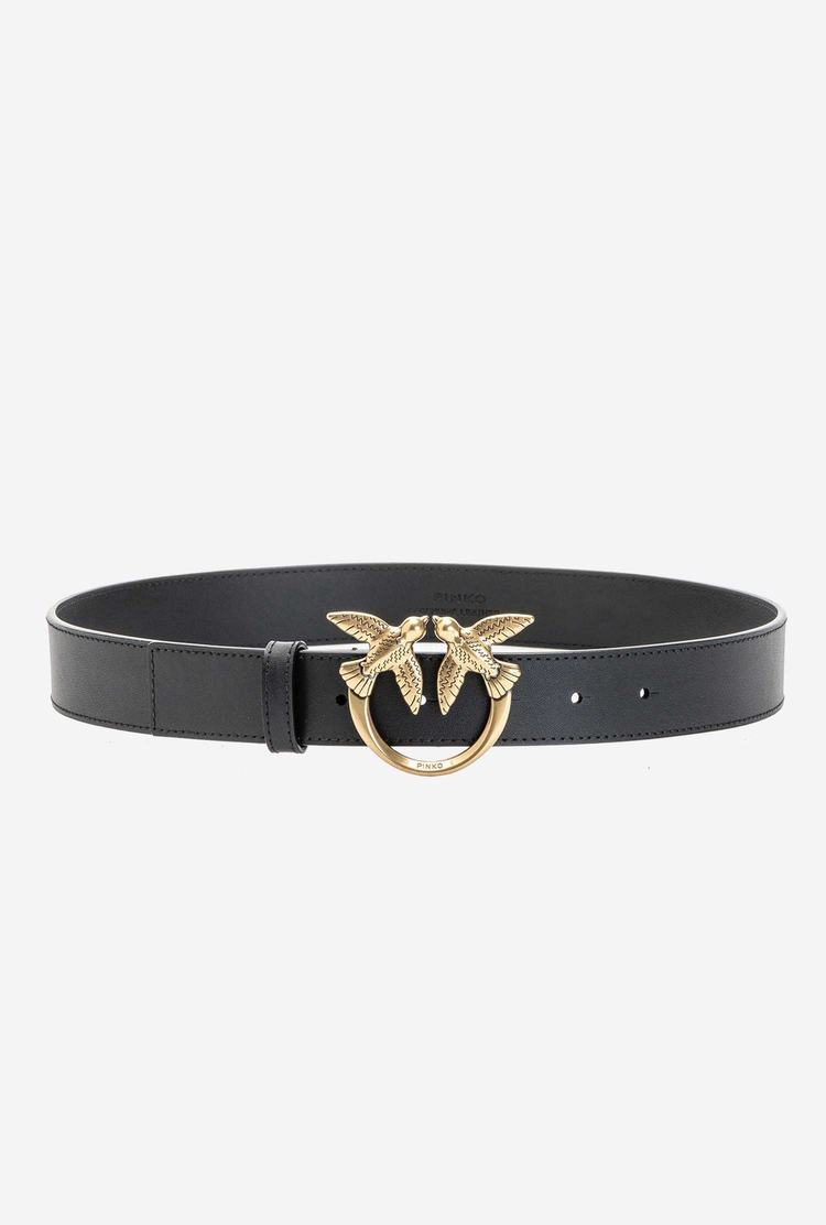 Black Gold Women's Pinko Love Birds Leather Belts | Ireland-40913829