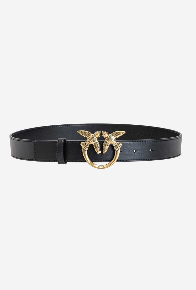 Black Gold Women's Pinko Love Birds Leather Belts | Ireland-61592739