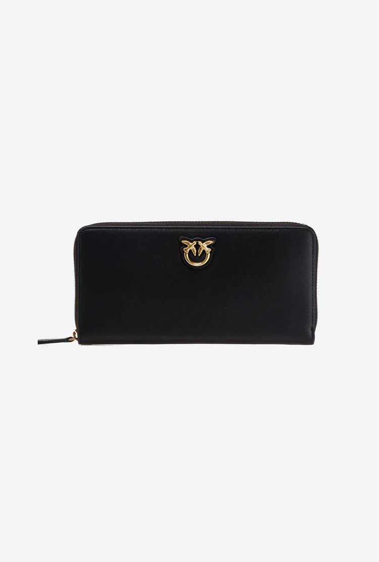 Black Gold Women's Pinko Zip-around Leather Purses | Ireland-83215649