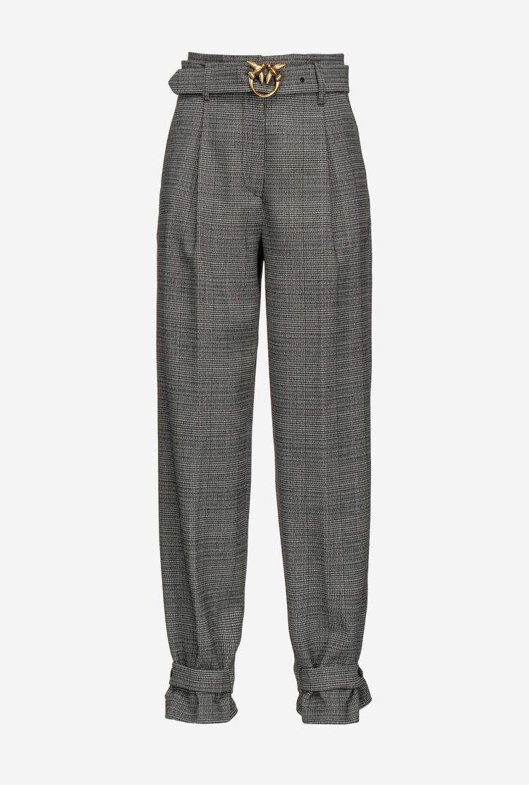 Black/Grey Women's Pinko Glen Plaid Pants | Ireland-60384719