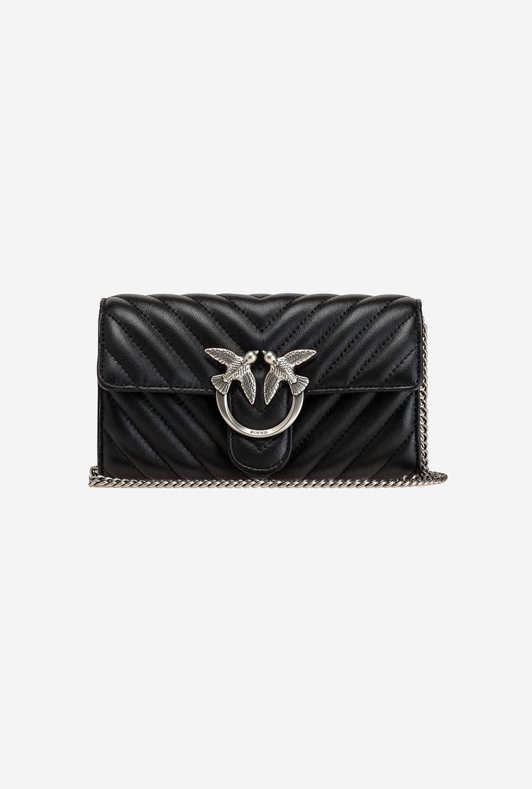 Black Silver Women's Pinko Love Bag Chevron Purses | Ireland-19527439