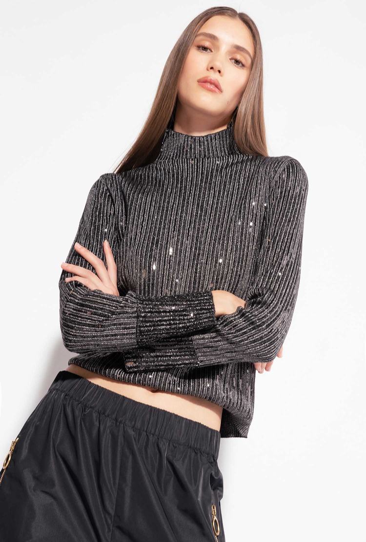 Black/Silver Women's Pinko Sequinned Sweaters | Ireland-82973019