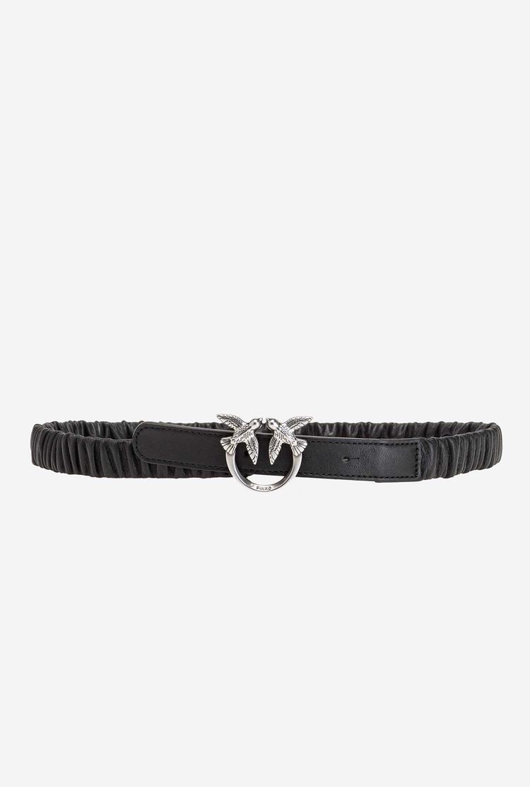 Black Silver Women's Pinko This Gathered Love Birds Belts | Ireland-52906349