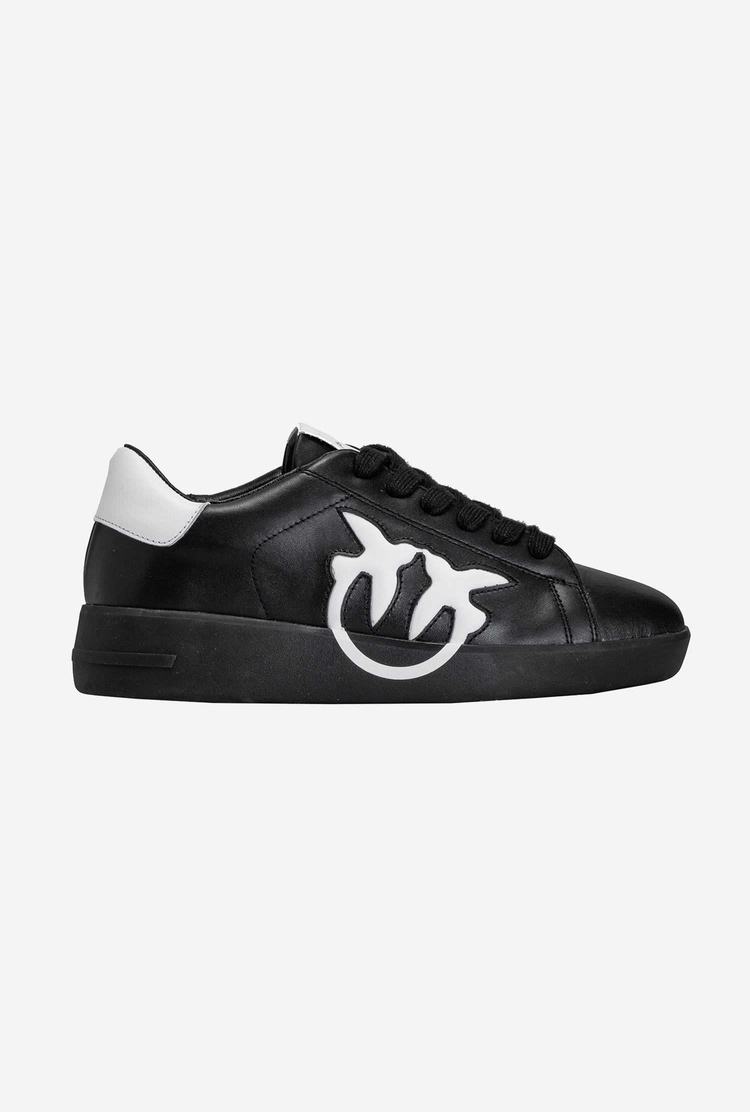 Black/White Women's Pinko Logo Sneakers | Ireland-58341979