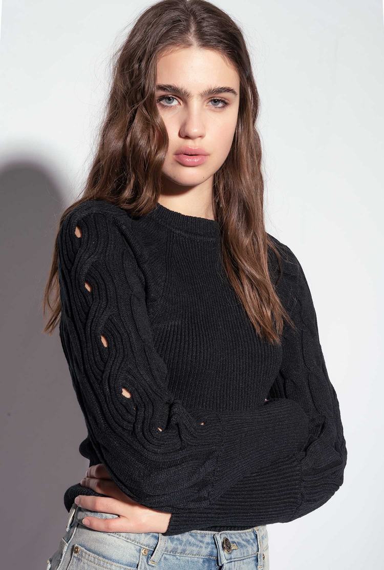 Black Women's Pinko Cable-knit Pullover | Ireland-32670489