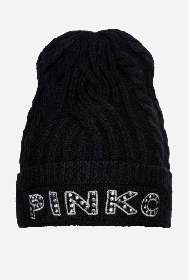 Black Women's Pinko Embroidered Beanie | Ireland-95374029