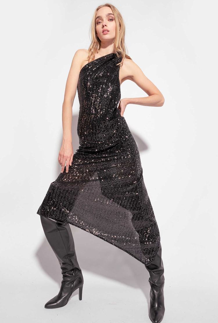 Black Women's Pinko Fully Sequinned Dress | Ireland-63859079