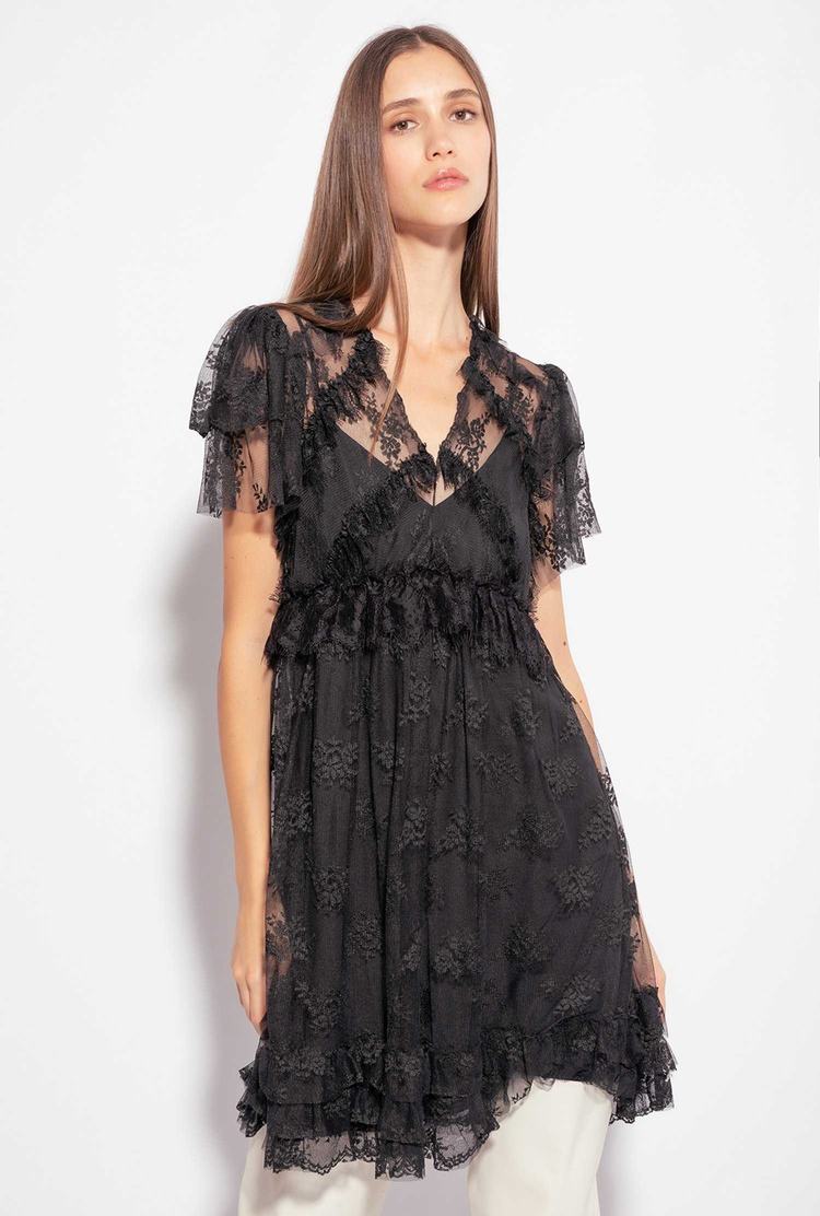 Black Women's Pinko Lace Mini Dress | Ireland-69428019