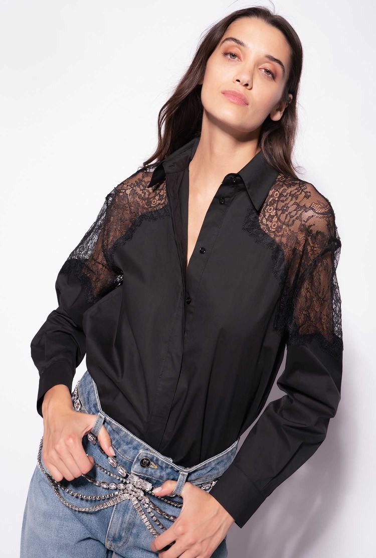 Black Women's Pinko Lace Shirts | Ireland-98015729