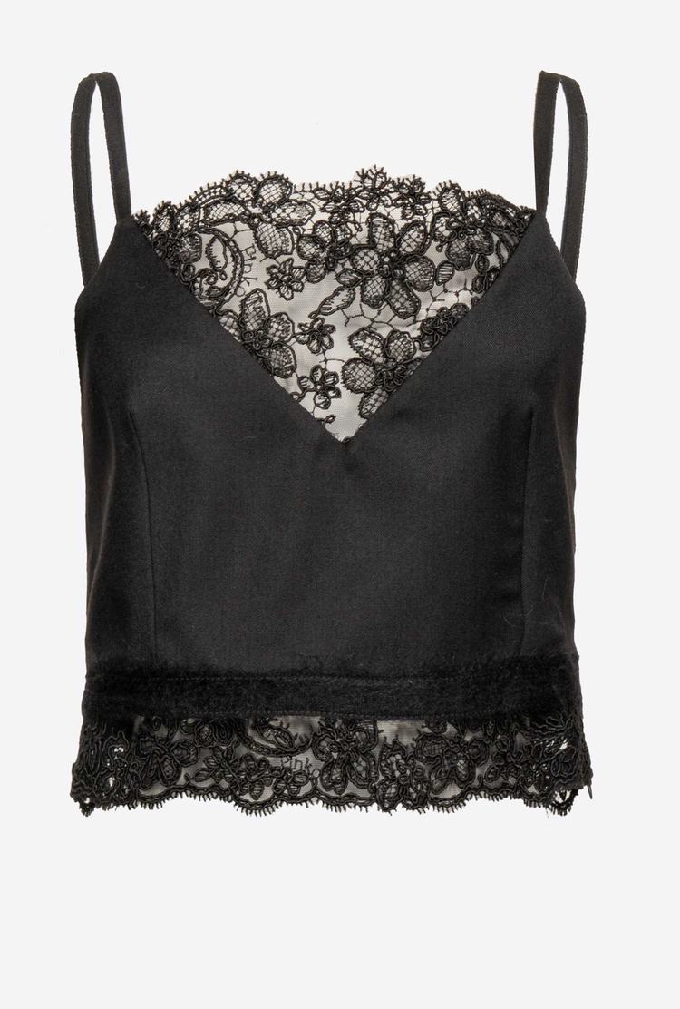 Black Women's Pinko Lace Tanks | Ireland-68059479