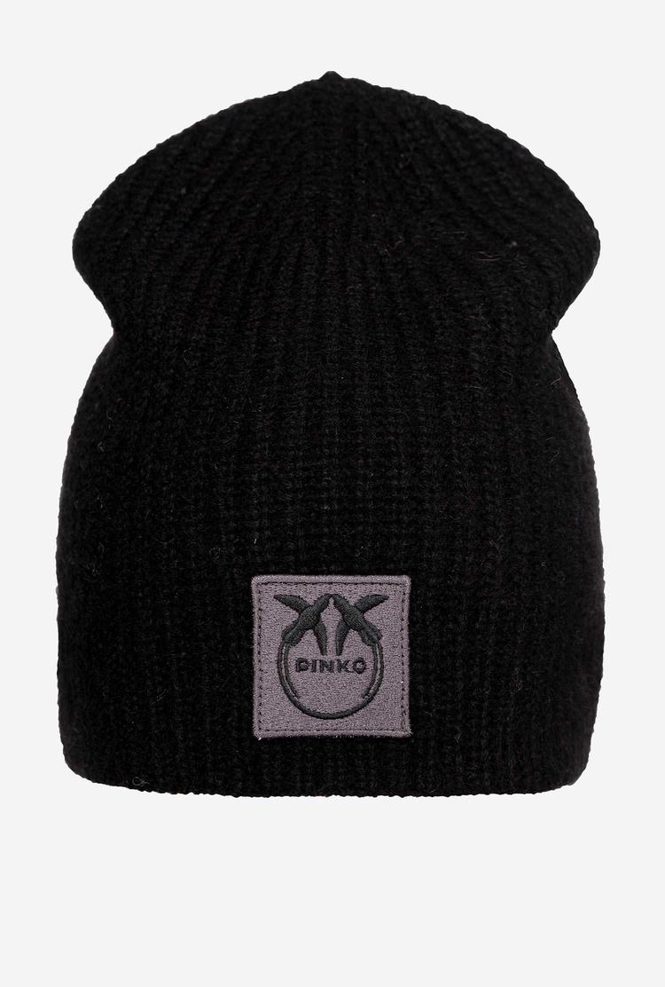 Black Women's Pinko Love Birds Patch Beanie | Ireland-32764599