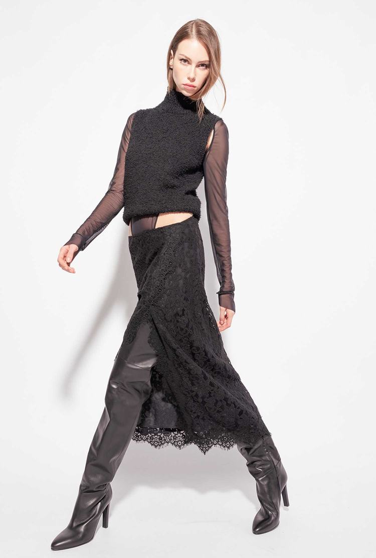 Black Women's Pinko Ramage Lace Skirts | Ireland-02957419