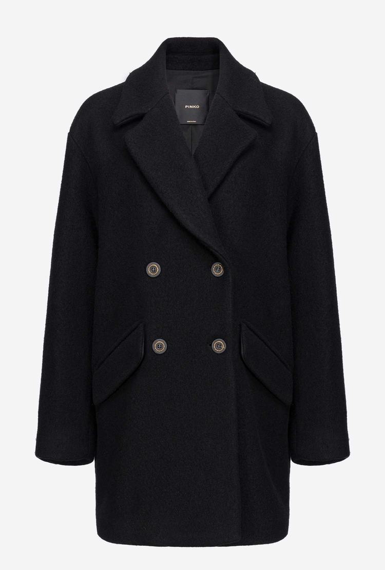 Black Women's Pinko Washed Cloth Coats | Ireland-43957089