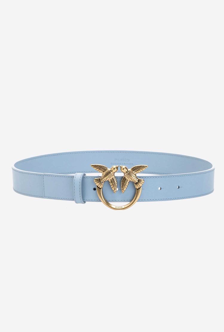 Blue Light Gold Women's Pinko Love Birds Leather Belts | Ireland-31570629