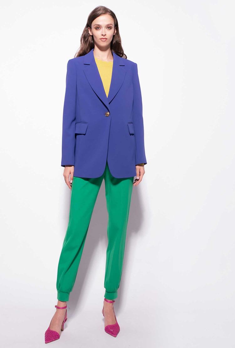 Blue Women's Pinko Single-breasted Stretch Crêpe Blazers | Ireland-90173859