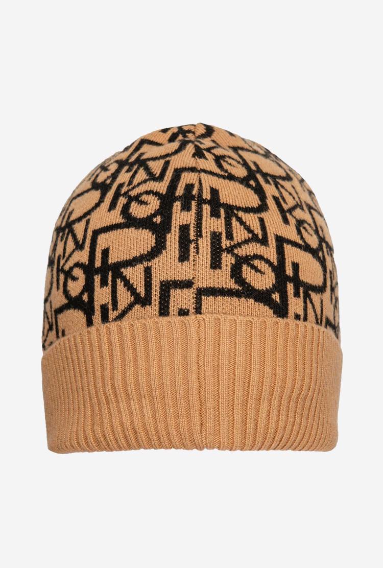 Brown/Black Women's Pinko Cashmere Jacquard Beanie | Ireland-80675929