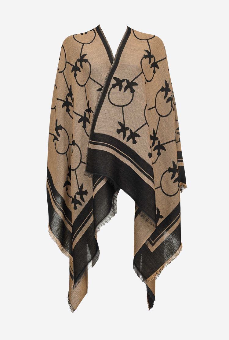 Brown/Black Women's Pinko Large Love Birds Shawl Scarves | Ireland-67412039